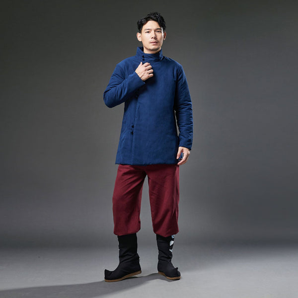 2021 Winter NEW! Men Modern Simple Style Linen and Cotton Quilted Short Coat