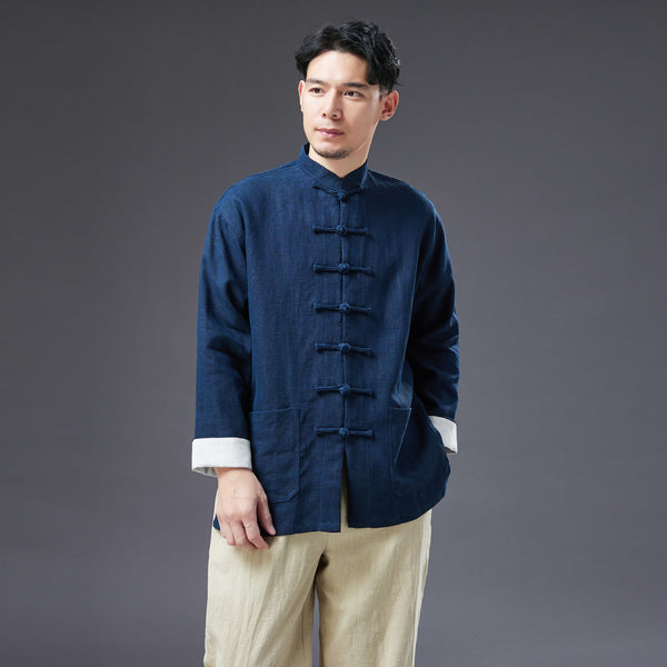 2022 Summer NEW! Men Chinese Style Linen and Cotton Long Sleeve Thin KungFu Jacket