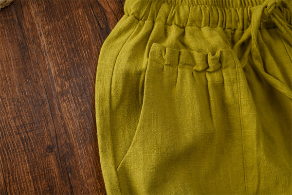 2021 Autumn NEW! Women Modern Causal Style Front Pocket Linen and Cotton Pants