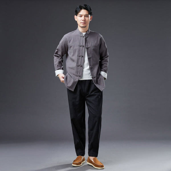 2022 Summer NEW! Men Causal Style Linen and Cotton Drawstring Small Leg Pants