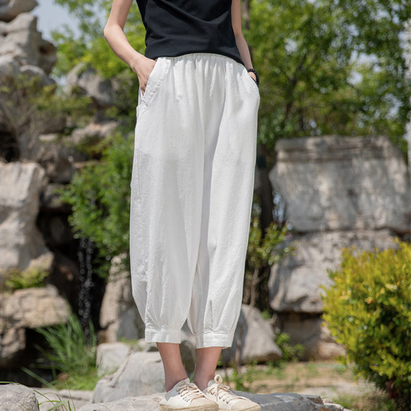2022 Summer NEW! Women Modern Retro Style Linen and Cotton Cropped Pants