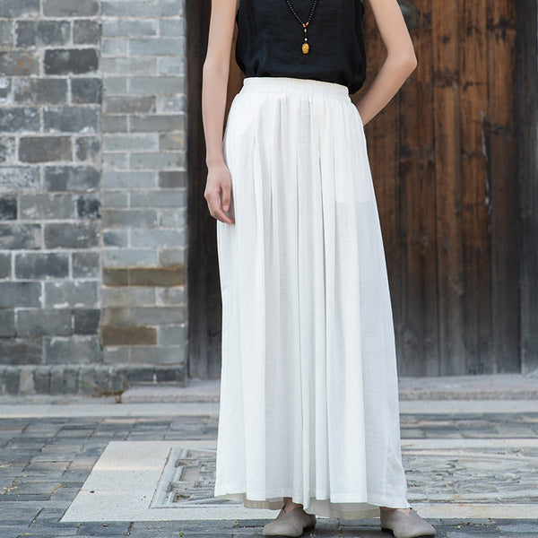 2022 Summer NEW! Women Loose Style Sand Washed Linen and Cotton Wide Legs Pants