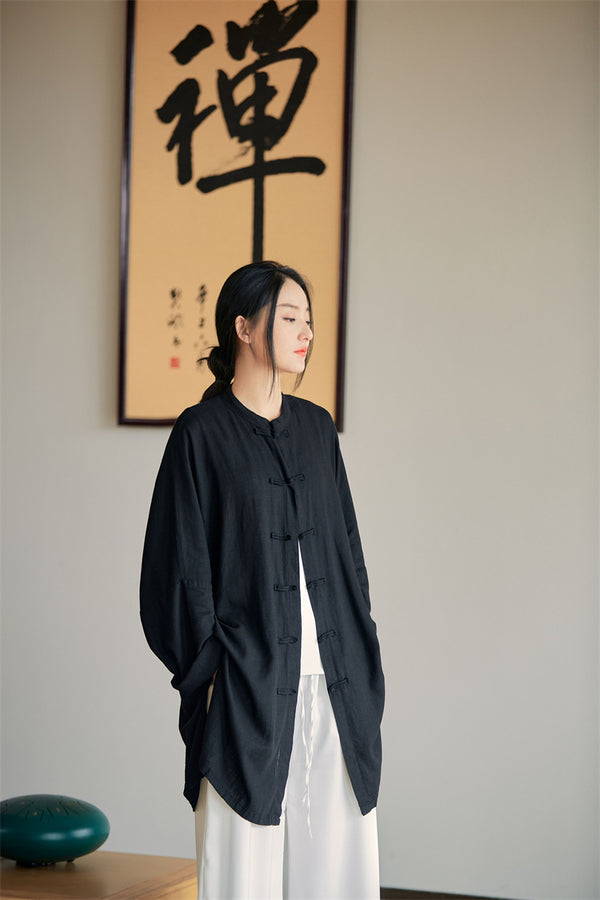 2022 Summer NEW! Women Linen and Cotton Loose Thin Zen Style Long Jacket