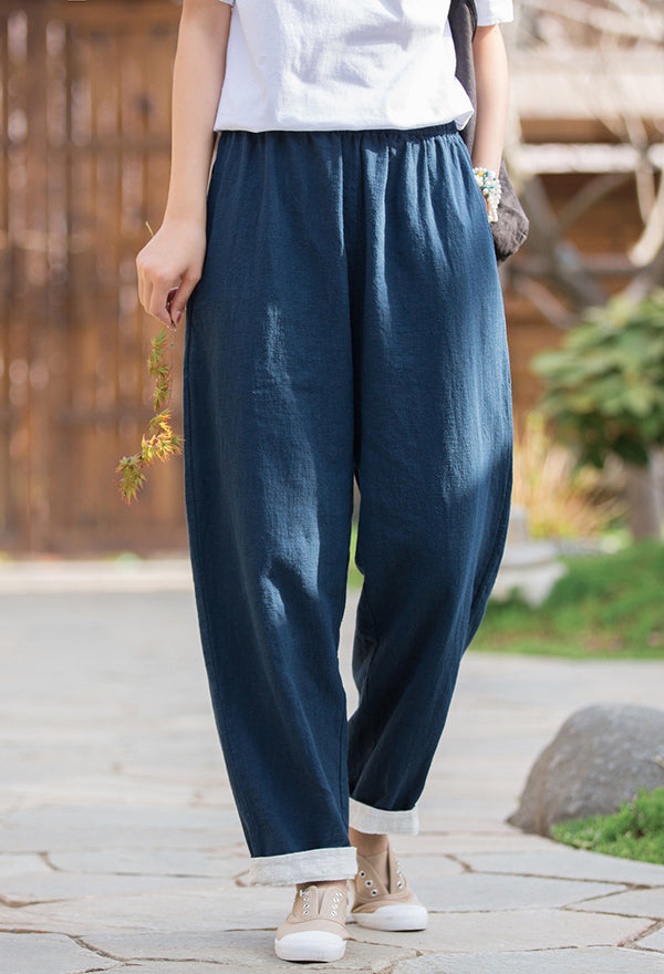 2022 Summer NEW! Women Simple Lantern Style Linen and Cotton Pants