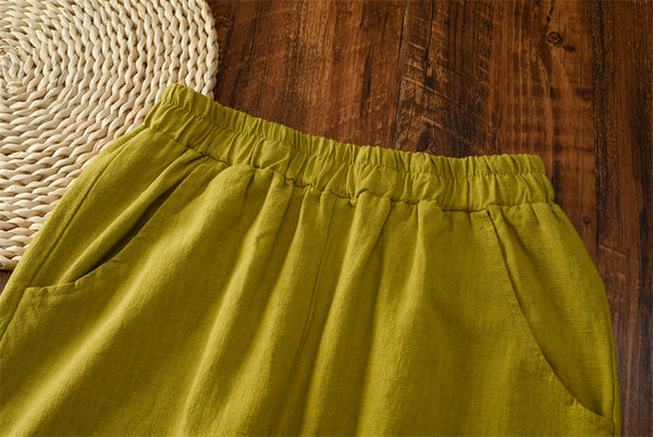 2021 Autumn NEW! Women Simple Causal Lantern Style Linen and Cotton Pants