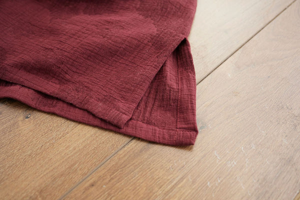 Men Causal Style Round Neck Linen and Cotton bracket 3/4 Sleeve Jacquard Tops