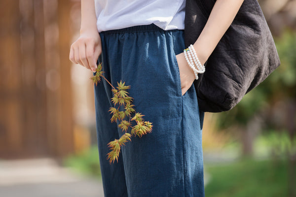 2022 Summer NEW! Women Simple Lantern Style Linen and Cotton Pants
