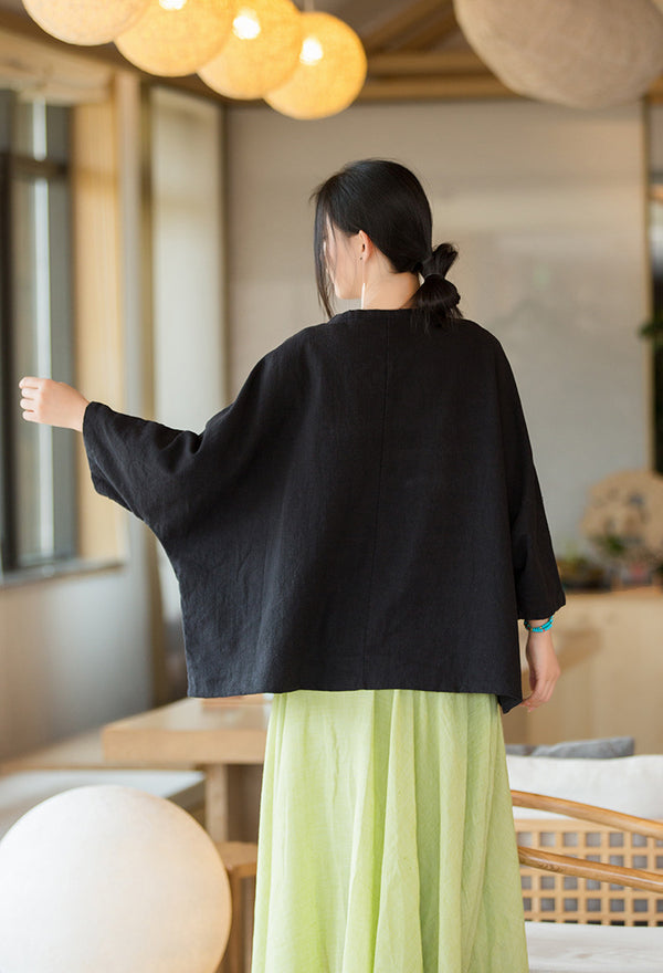 2022 Summer NEW! Women Chinese Style Linen and Cotton Loose Shirt