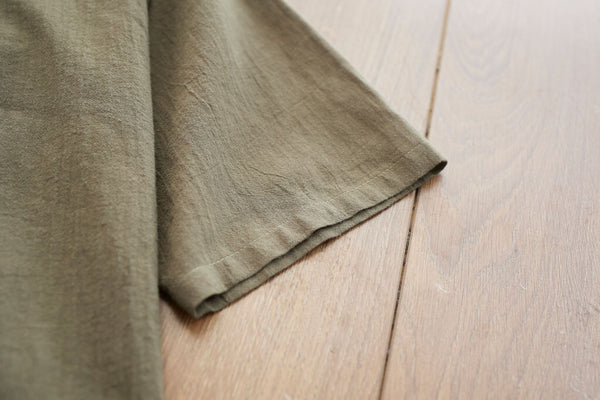 Men Causal Style Round Collar Buckle Linen and Cotton Short Sleeve Tops