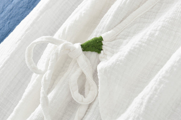 Women Zen Style Linen and Cotton Long Sleeves Side Cardigan Wrinkled Shirt