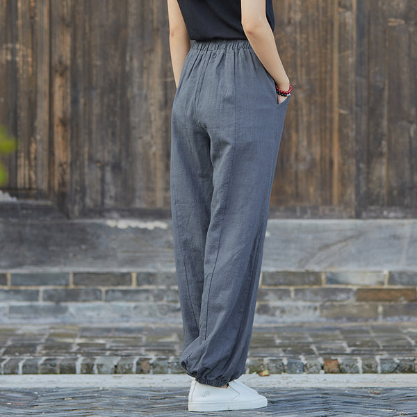 2021 Autumn NEW! Women Simple Causal Lantern Style Linen and Cotton Pants