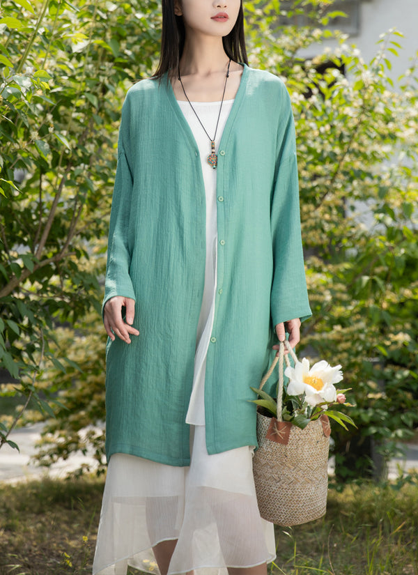 2022 Summer NEW! Women Causal Style Linen and Cotton Long Light Cardigan