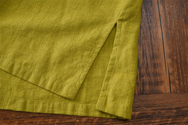 2021 Autumn NEW! Women Simple Retro Style Linen and Cotton Pure Color Top Buckle Blouse Shirt