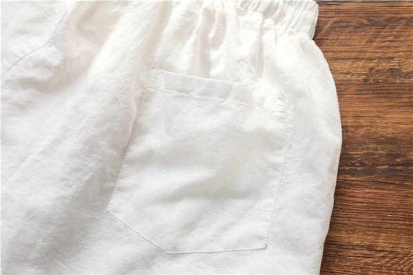 Women Lantern Style Linen and Cotton Lantern Cropped Pants