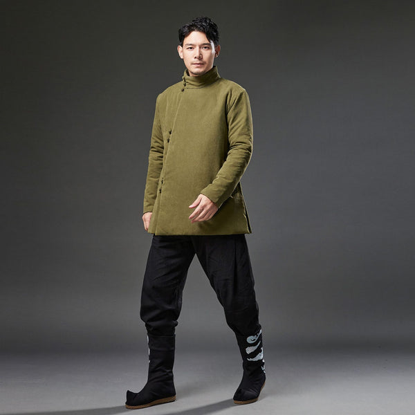 2021 Winter NEW! Men Modern Simple Style Linen and Cotton Quilted Short Coat