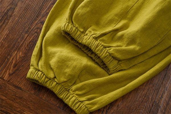 2021 Autumn NEW! Women Modern Causal Style Front Pocket Linen and Cotton Pants