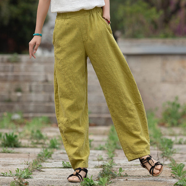 Women Lantern Style Linen and Cotton Causal Loose Pants