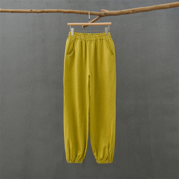 2021 Autumn NEW! Women Simple Causal Lantern Style Linen and Cotton Pants