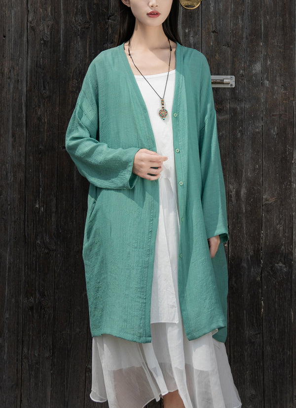 2022 Summer NEW! Women Causal Style Linen and Cotton Long Light Cardigan