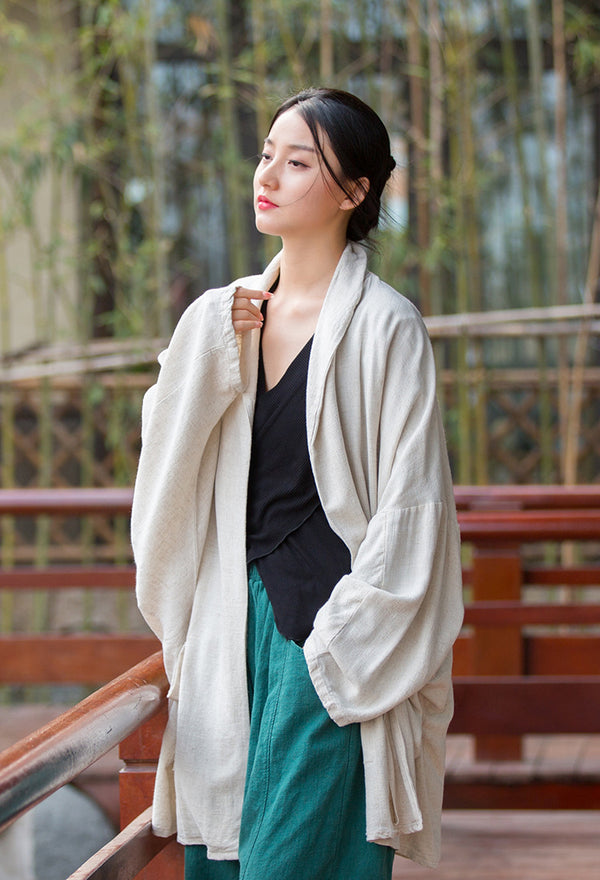 2022 Summer NEW! Women Linen and Cotton Loose Thin Zen Style Long Coat