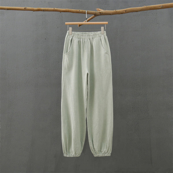 2021 Autumn NEW! Women Simple Causal Lantern Style Linen and Cotton Pants