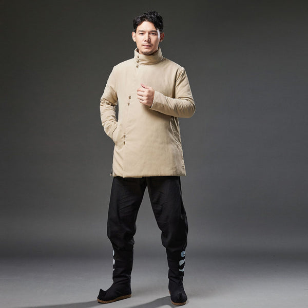 2021 Winter NEW! Men Modern Simple Style Linen and Cotton Quilted Short Coat