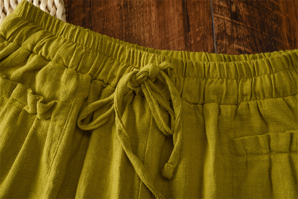 2021 Autumn NEW! Women Modern Causal Style Front Pocket Linen and Cotton Pants