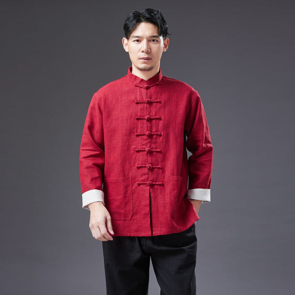 2022 Summer NEW! Men Chinese Style Linen and Cotton Long Sleeve Thin KungFu Jacket