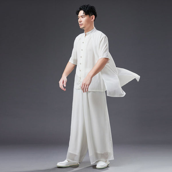 2022 Summer NEW! Men Retro Style Linen and Cotton Short Sleeve 2 Layers Shirts