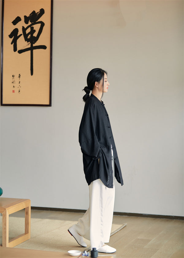 2022 Summer NEW! Women Linen and Cotton Loose Thin Zen Style Long Jacket