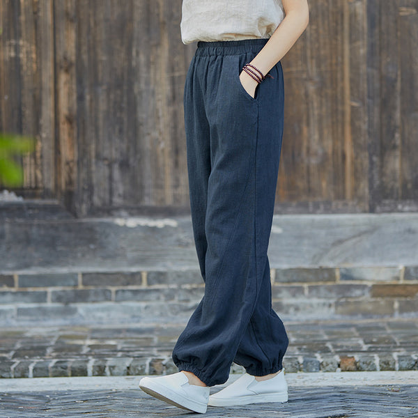 2021 Autumn NEW! Women Simple Causal Lantern Style Linen and Cotton Pants