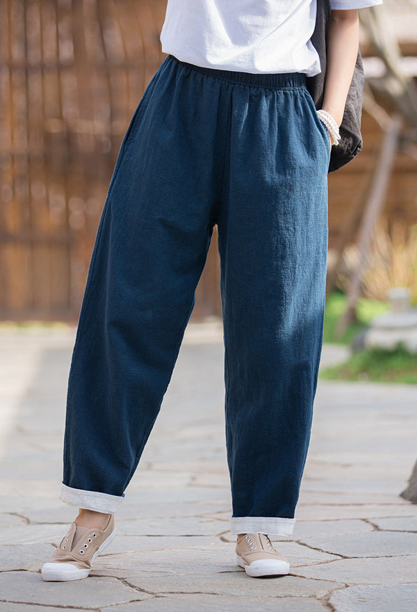2022 Summer NEW! Women Simple Lantern Style Linen and Cotton Pants