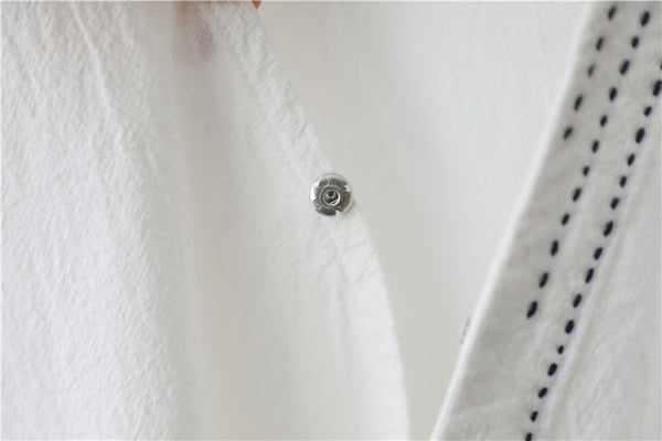 Women V-necked Zen Style Linen and Cotton Long Sleeves Cardigan Shirt