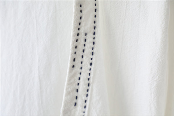 Women V-necked Zen Style Linen and Cotton Long Sleeves Cardigan Shirt