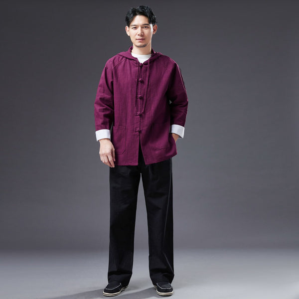 2022 Summer NEW! Men Causal Style Linen and Cotton Long Sleeve Hoodie Thin Jacket