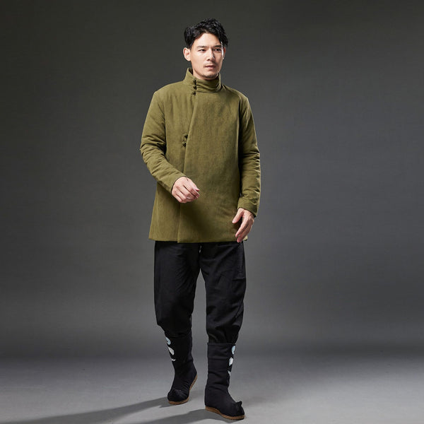 2021 Winter NEW! Men Modern Simple Style Linen and Cotton Quilted Short Coat