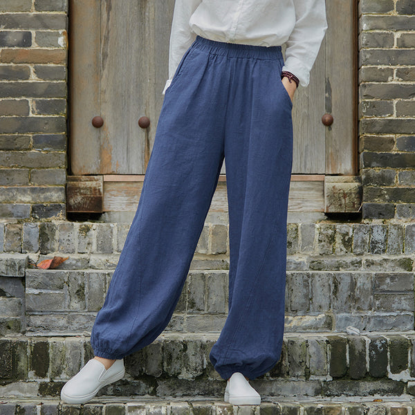 2021 Autumn NEW! Women Simple Causal Lantern Style Linen and Cotton Pants