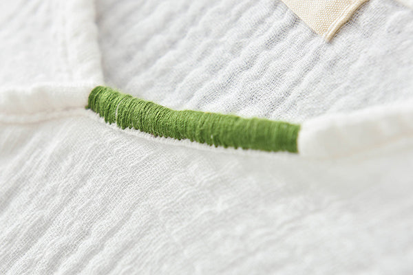 Women Zen Style Linen and Cotton Long Sleeves Side Cardigan Wrinkled Shirt