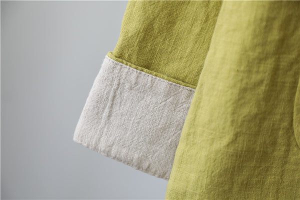 Women Zen Style Linen and Cotton Long Sleeves Thin Jacket