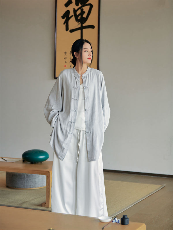 2022 Summer NEW! Women Linen and Cotton Loose Thin Zen Style Long Jacket