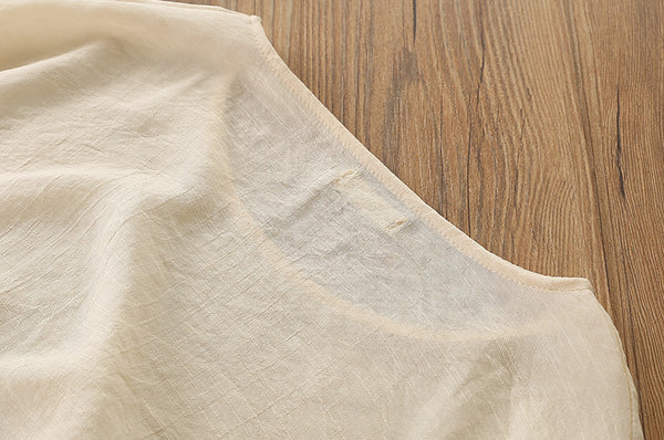 2022 Summer NEW! Women Modern Loose Style Linen and Cotton Round Necked Short Sleeves Shirt