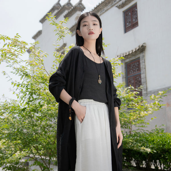 2022 Summer NEW! Women Causal Style Linen and Cotton Long Light Cardigan