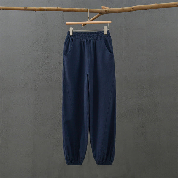 2021 Autumn NEW! Women Simple Causal Lantern Style Linen and Cotton Pants