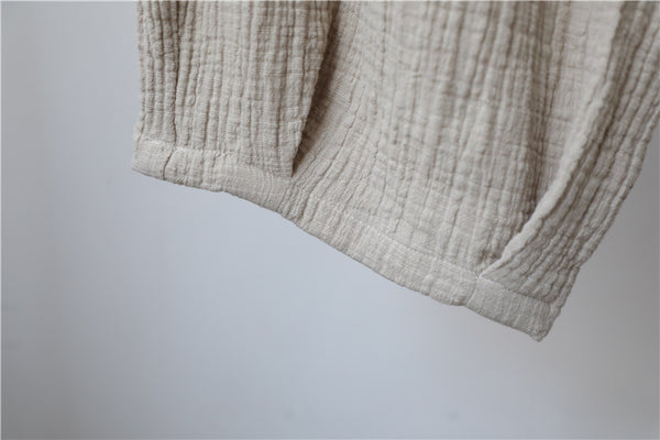 Women Retro Causal Lantern Style Linen and Cotton Wrinkle Pants