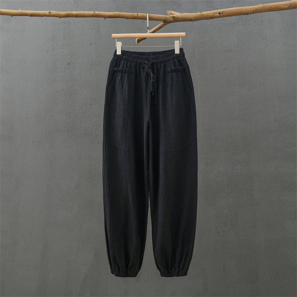 2021 Autumn NEW! Women Modern Causal Style Front Pocket Linen and Cotton Pants