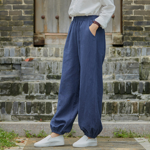 2021 Autumn NEW! Women Simple Causal Lantern Style Linen and Cotton Pants