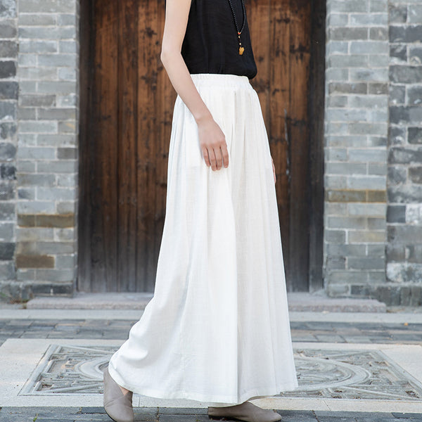 2022 Summer NEW! Women Loose Style Sand Washed Linen and Cotton Wide Legs Pants