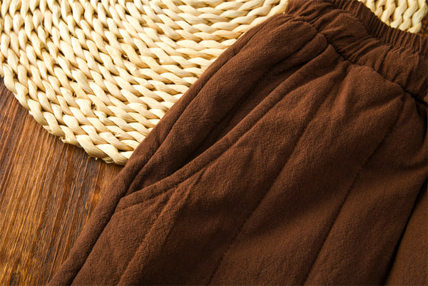 2021 Autumn NEW! Women Modern Causal Style Linen and Cotton Quilted Pants