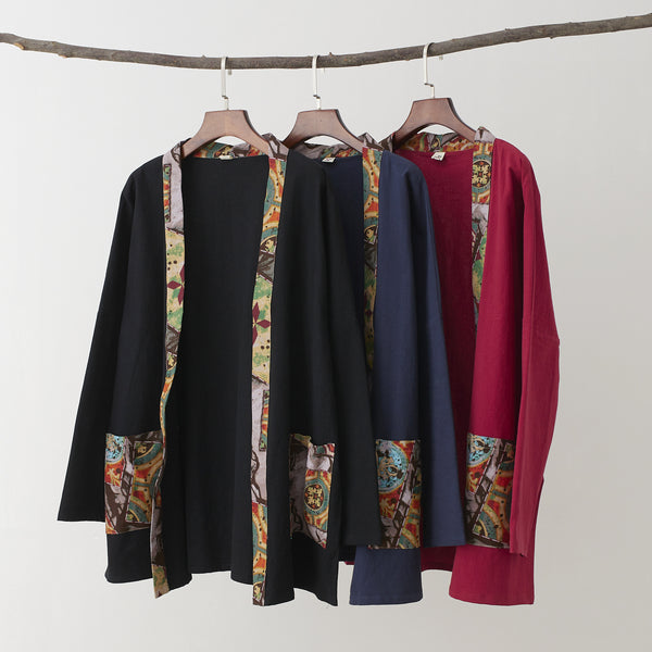 2021 Autumn NEW! Men Retro Minorities Color Linen and Cotton Long Sleeve Cardigan Thin Jacket