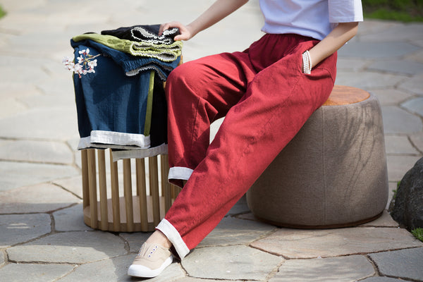 2022 Summer NEW! Women Simple Lantern Style Linen and Cotton Pants